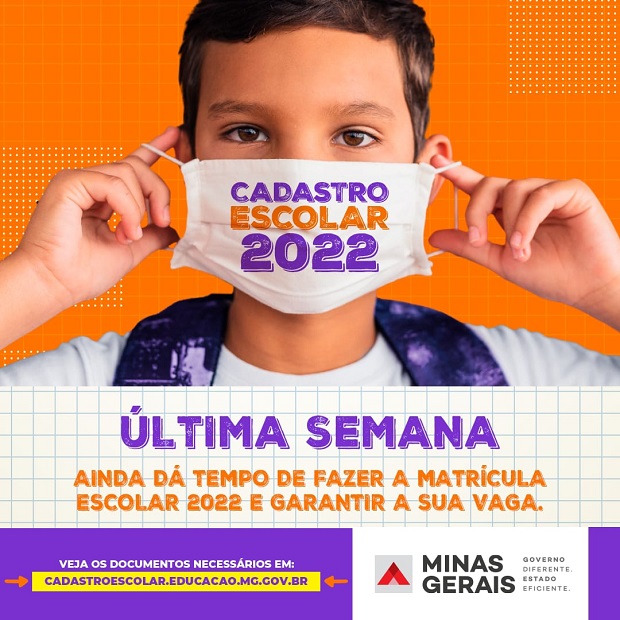 Última semana para os inscritos no cadastramento escolar 2022 realizarem a matrícula